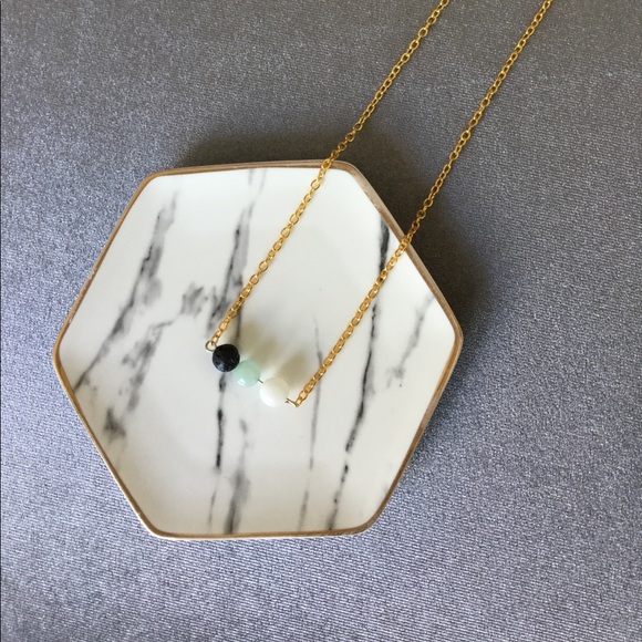 🎉HP🎉Lava Diffuser Rock Necklace w/ Jade Crystal - Picture 2 of 5